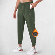 Army Green GPW Men's Fleece Athletic Trousers with cozy fleece and secure pockets for winter workouts.