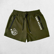 Close-up of Army Green GPW Men’s Quick-Dry Running Shorts - Gym, Bodybuilding, Beachwear