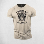 Beige Quick-dry breathable Viking print t-shirt for gym and casual wear