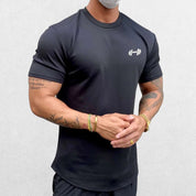 Model wearing Black GPW Men's Fit Summer Gym T-Shirt - Bodybuilding Streetwear Tee