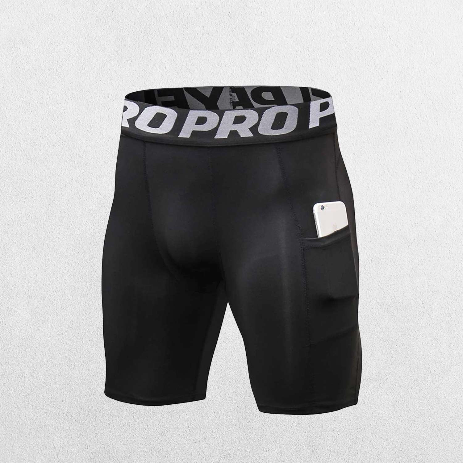 Close-up of Black GPW compression tights showcasing breathable polyester fabric.