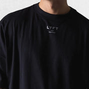Close-up of Black GPW Men's Oversized Cotton T-Shirt - Casual Gym Fitness Tee