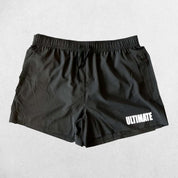 Close-up of Black GPW Men's Quick-Dry Fitness Shorts - Loose Beach Workout Bottoms