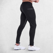 Back view of Model wearing Black GPW Men's Slim Fit Trousers with Zipper Pockets for Training