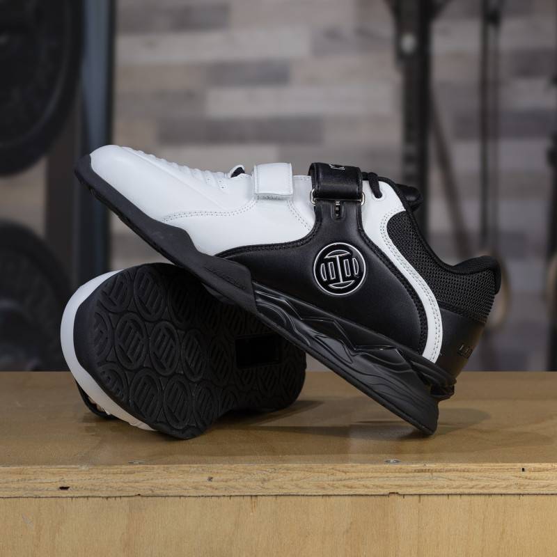 Close up of Black GPW Professional Squat Hard Pull Shoes - Powerlifting and Deadlift Footwear