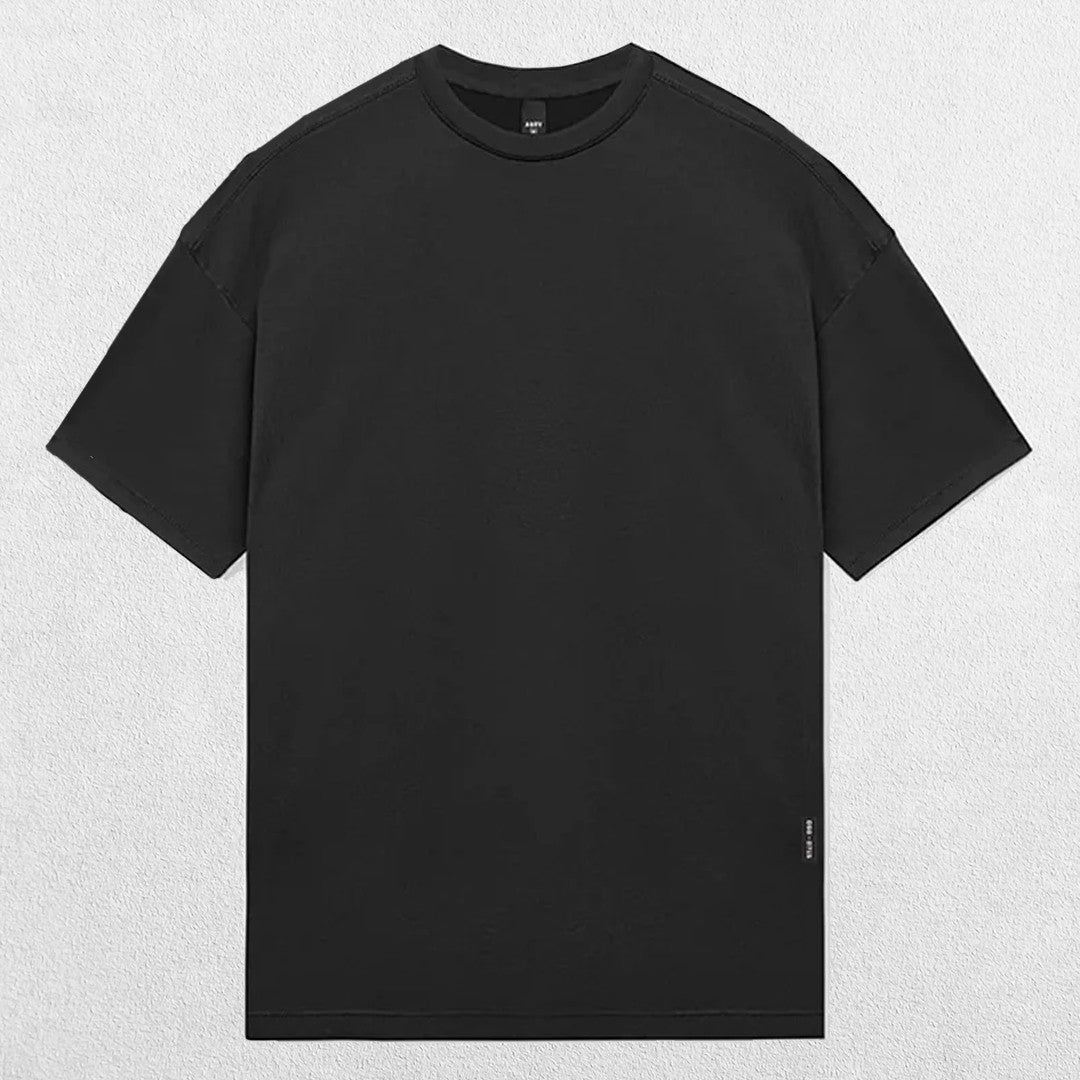 Close-up of Black Grey GPW Men's Summer Quick-Dry Gym Casual Tee in a studio background