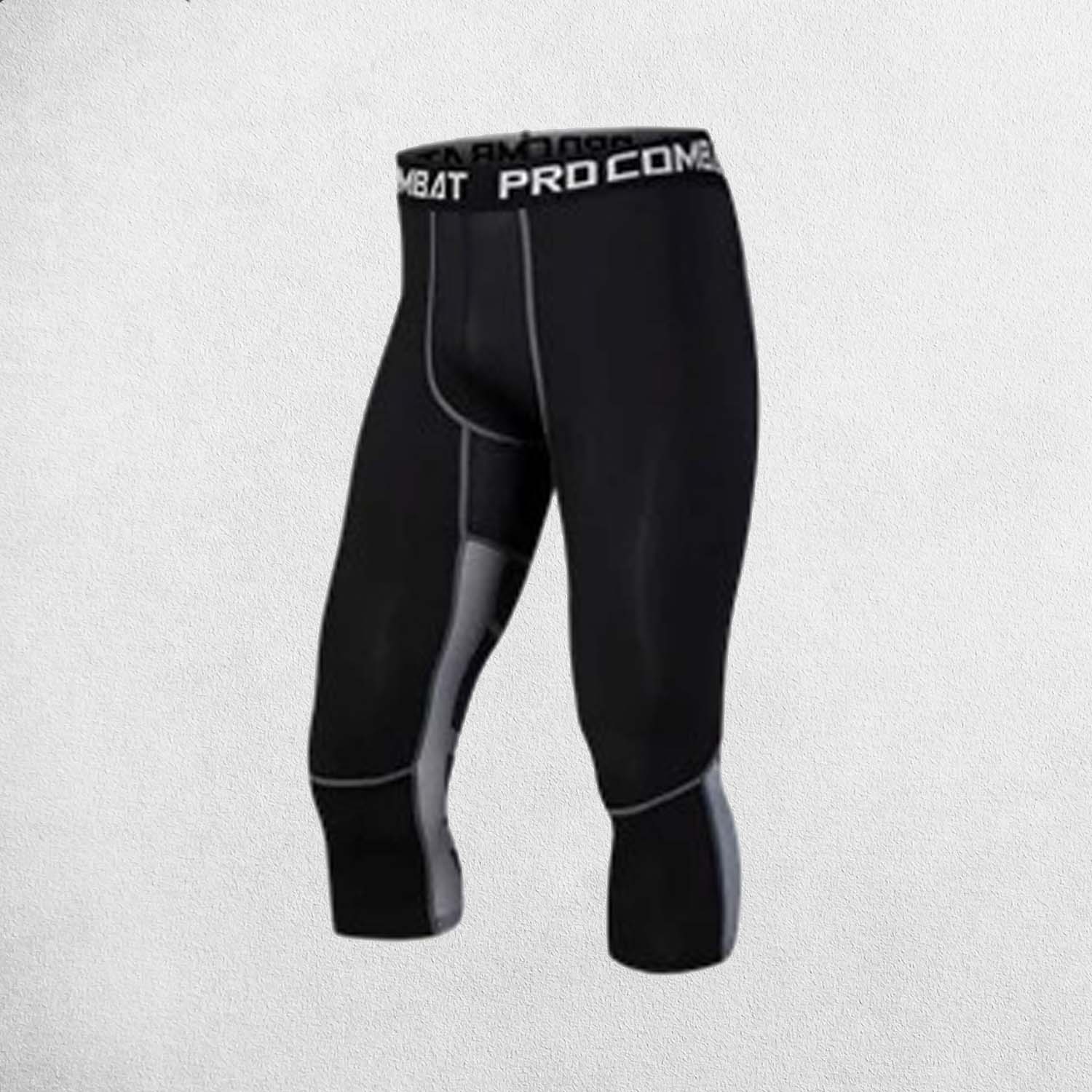 Black Grey Compression fit leggings with quick-dry technology for workouts