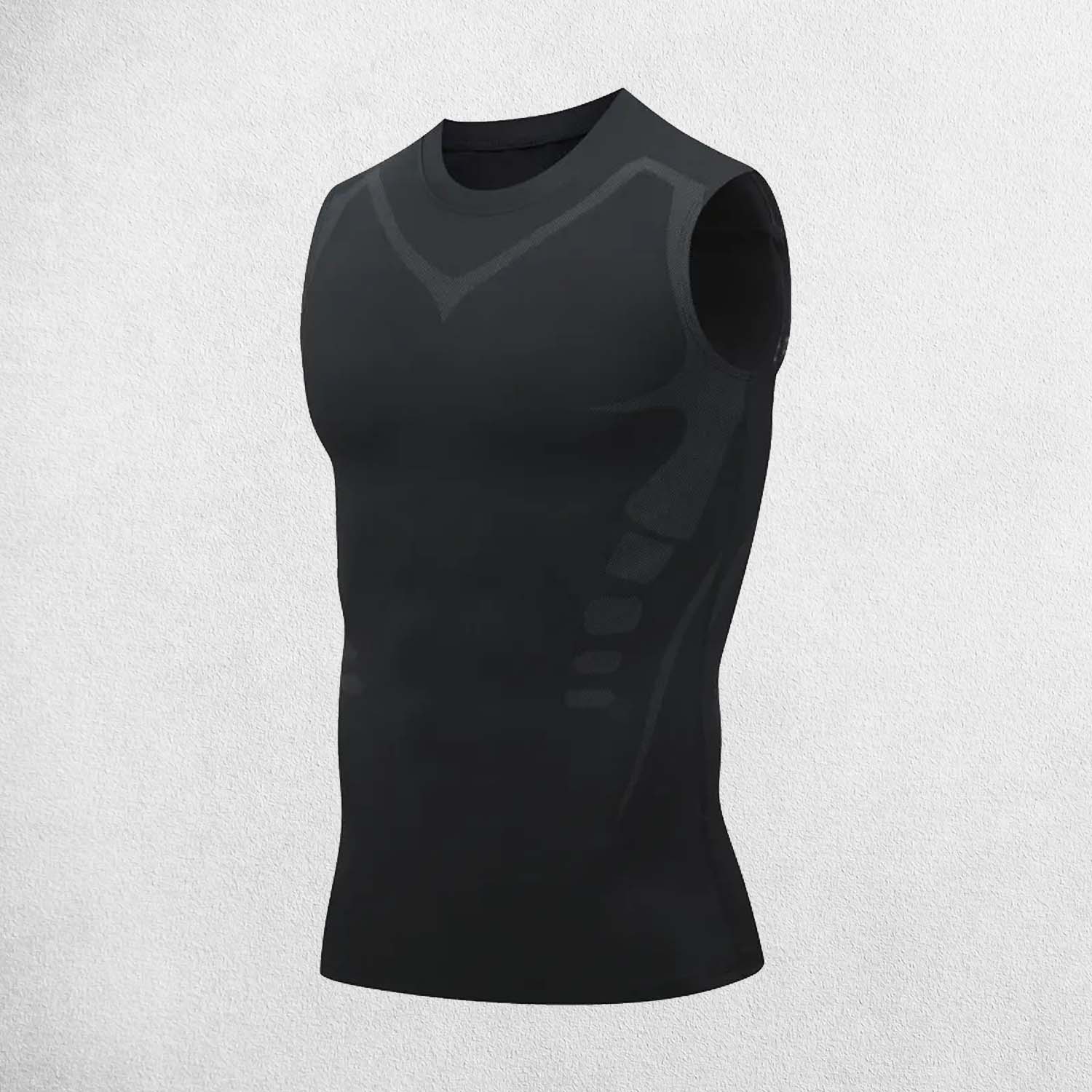Black Grey "Men’s Compression Tank Top – Quick-Dry Gym Vest for Muscle Support & Performance