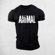 Front View of Black Men’s 3D Animal Print Oversized Sports T-Shirt – Quick-Dry, Breathable Summer Casual Tee