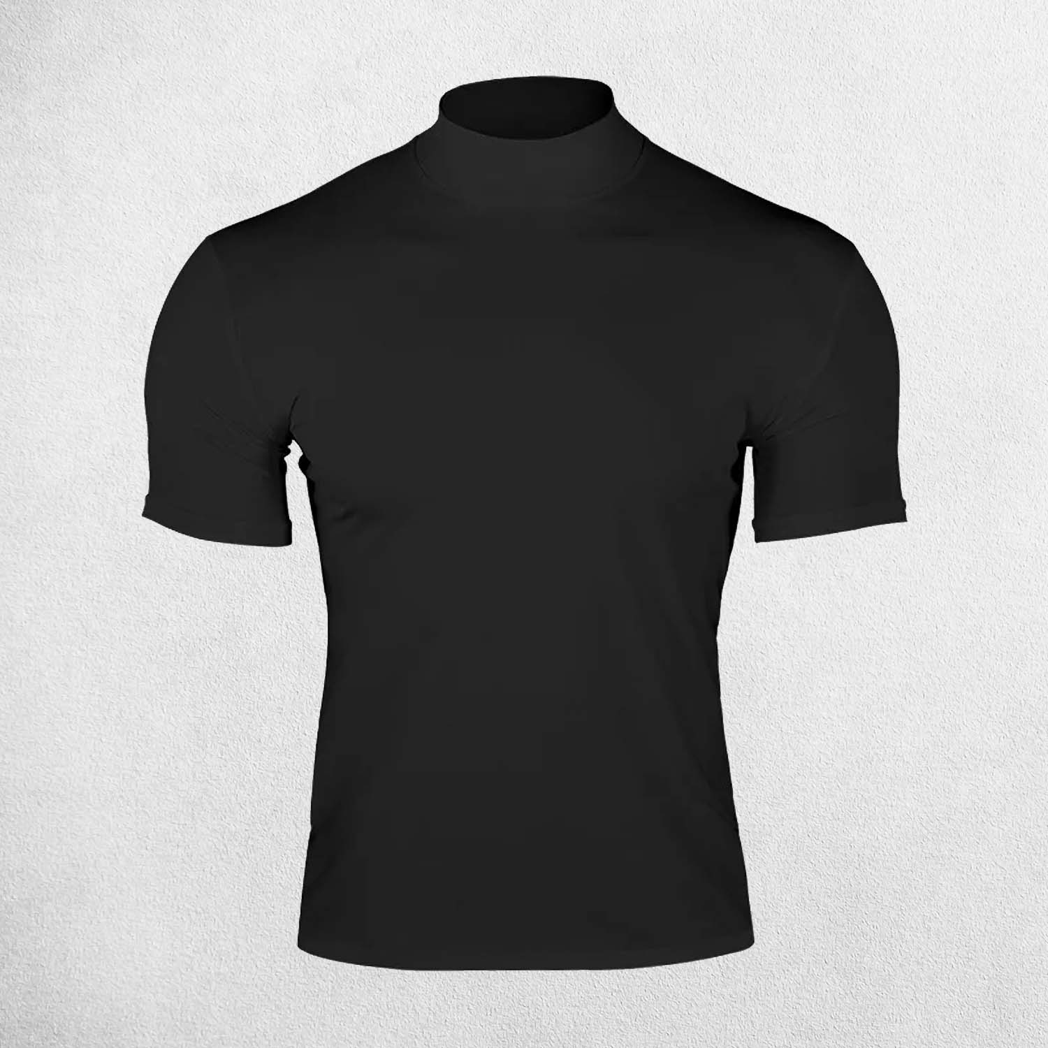 Front view of Black showcasing slim fit and solid color design for summer fitness or casual wear.