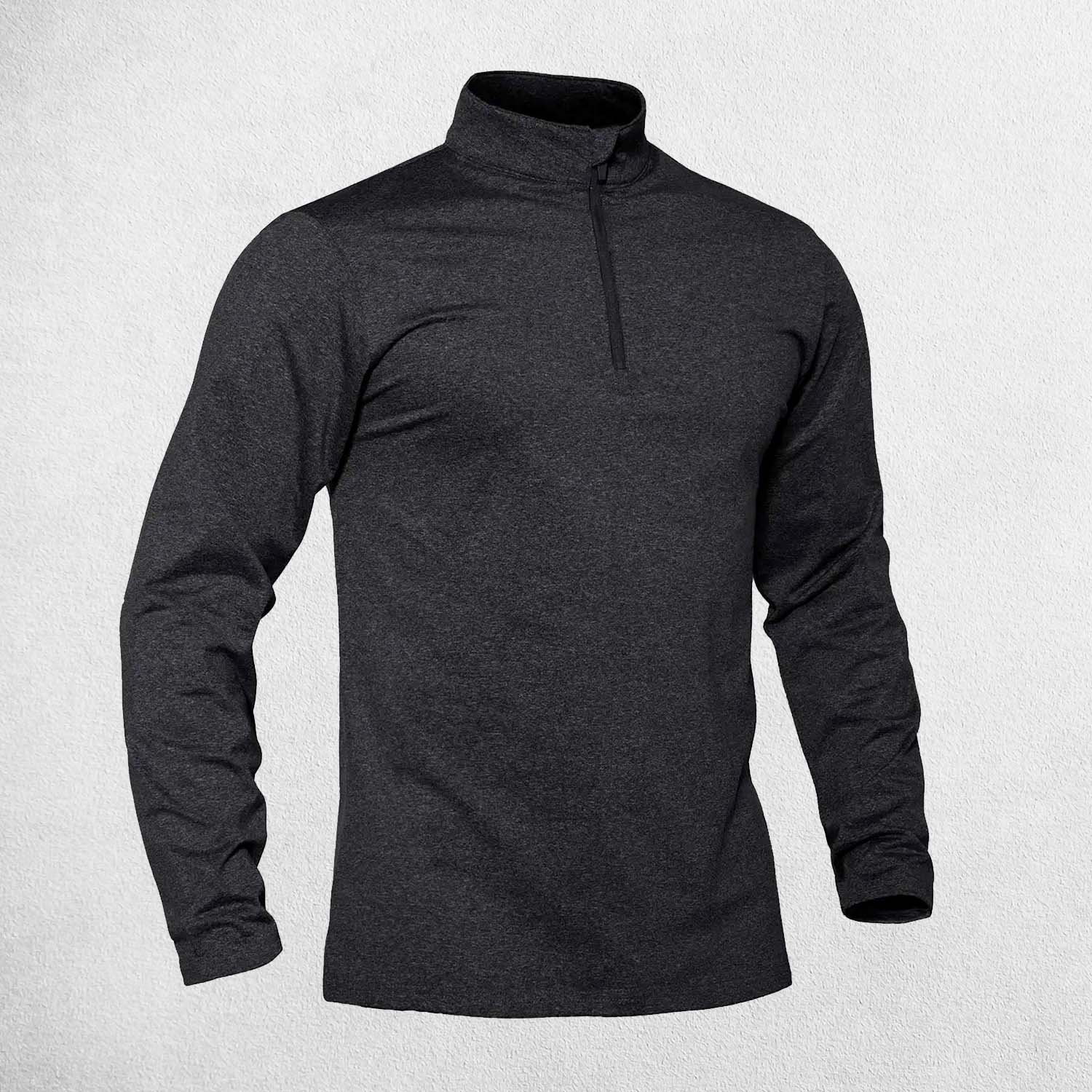 Black  Men's Thermal 1/4 Zip Pullover – Moisture-Wicking and Breathable for Gym & Running