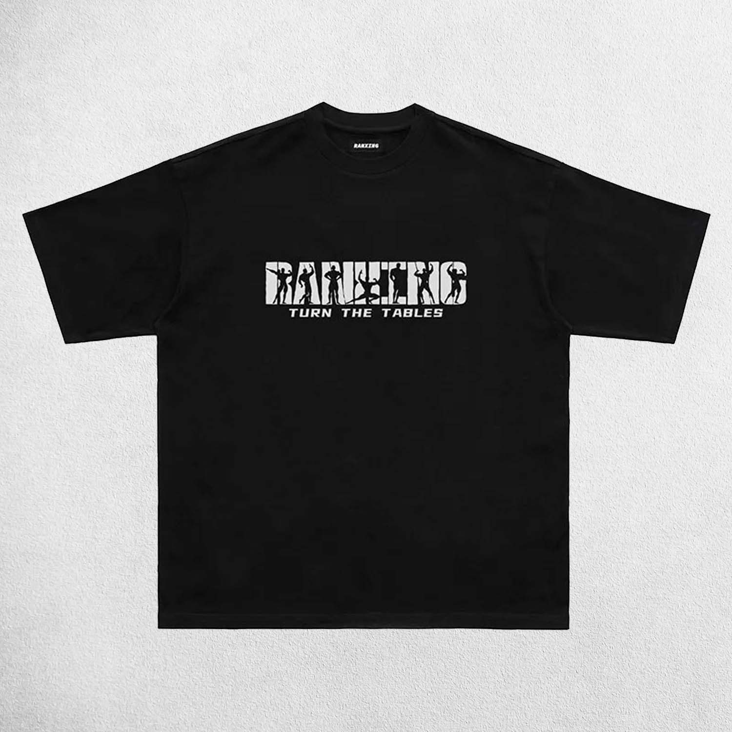 Front View of Black Muscular Men’s Summer Cotton Gym T-Shirt – Short Sleeve Workout & Jogging Tee