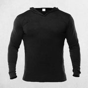 Black Plain cotton activewear hoodie for men with slim fit design perfect for gym and casual wear.