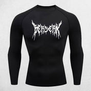 Front of Black Quick Dry Rash Guard Berserk Printed Men’s Athletic Compression T-Shirt