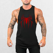 Black Red Spider Printed Running Tank Top with spider graphic, designed for performance and comfort.