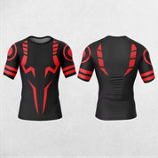 Black with Red Jujutsu Kaisen 3D Print Men's Long Sleeve Compression Shirt for Workouts
