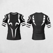 Black with White Jujutsu Kaisen 3D Print Men's Long Sleeve Compression Shirt for Workouts