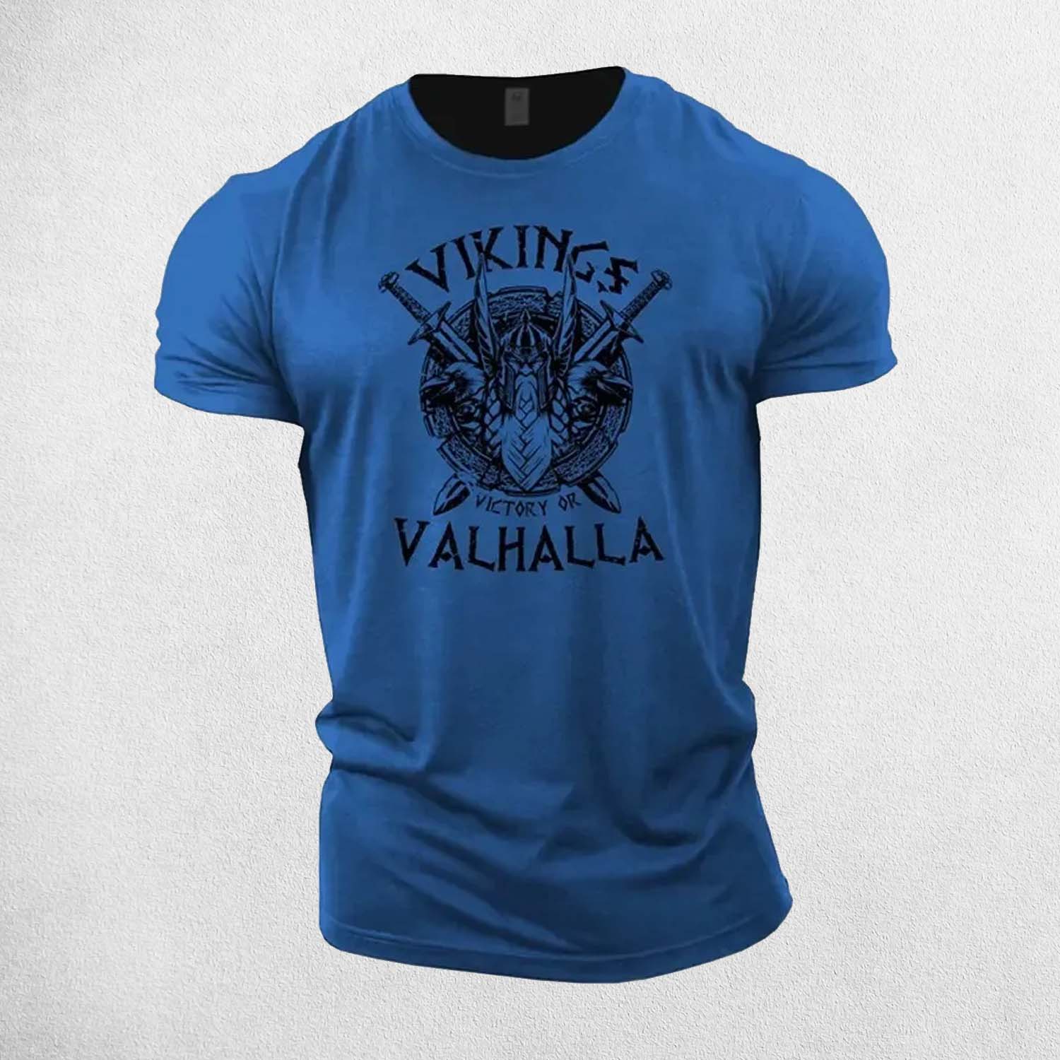 Blue "Men’s Viking 3D Printed T-Shirt with bold Norse warrior design