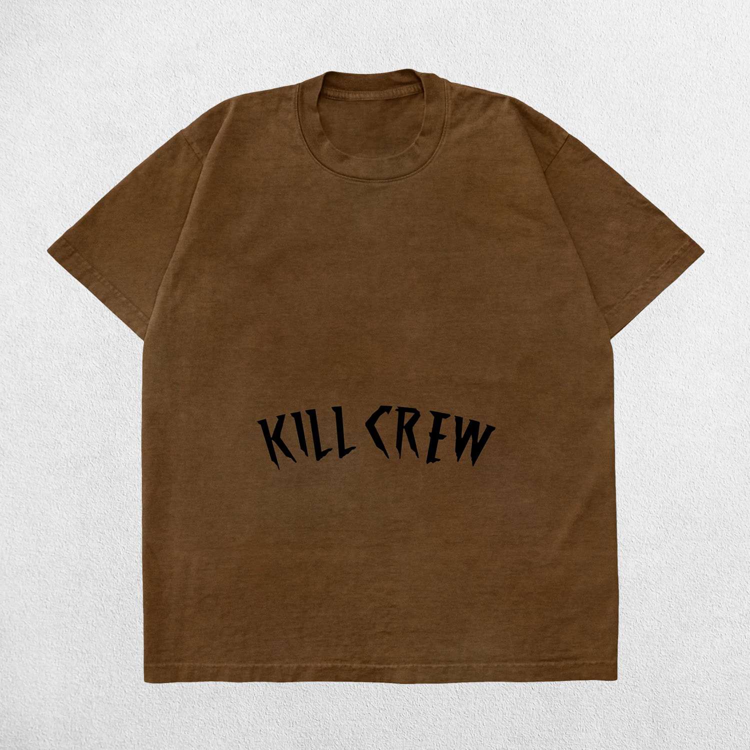 Brown Kill Crew branded oversized t-shirt with bold graphic detail.