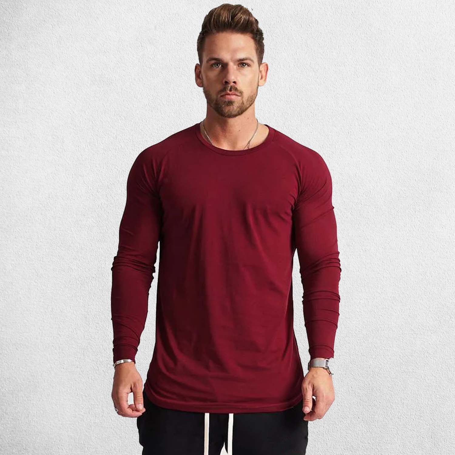 Model standing casually, showcasing the slim fit and tailored look of the shirt.