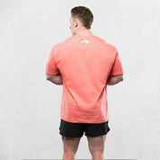 Coral Men’s Oversized Crew Neck Gym Shirt - Back graphic view.