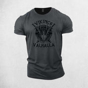 Dark Grey Quick-dry breathable Viking print t-shirt for gym and casual wear