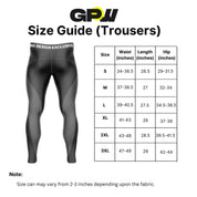 Size Guide for GPW Men’s Lightweight Athletic Joggers with Zipper Pockets for Gym & Running