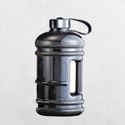 Black GPW 2L upright water bottle with studio background.