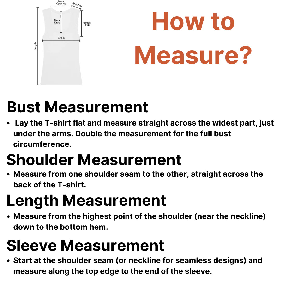 How to Measure Guide for GPW Gym Tank - Step-by-step illustration showing how to measure chest, waist, and length for the perfect fit.