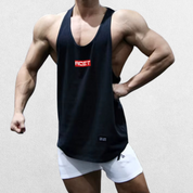 GPW Athletic Gym Tank for Men in black, front view highlighting the classic look and form-fitting cut against a professional studio background.