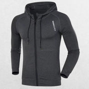Grey hoodie mockup for men's compression activewear
