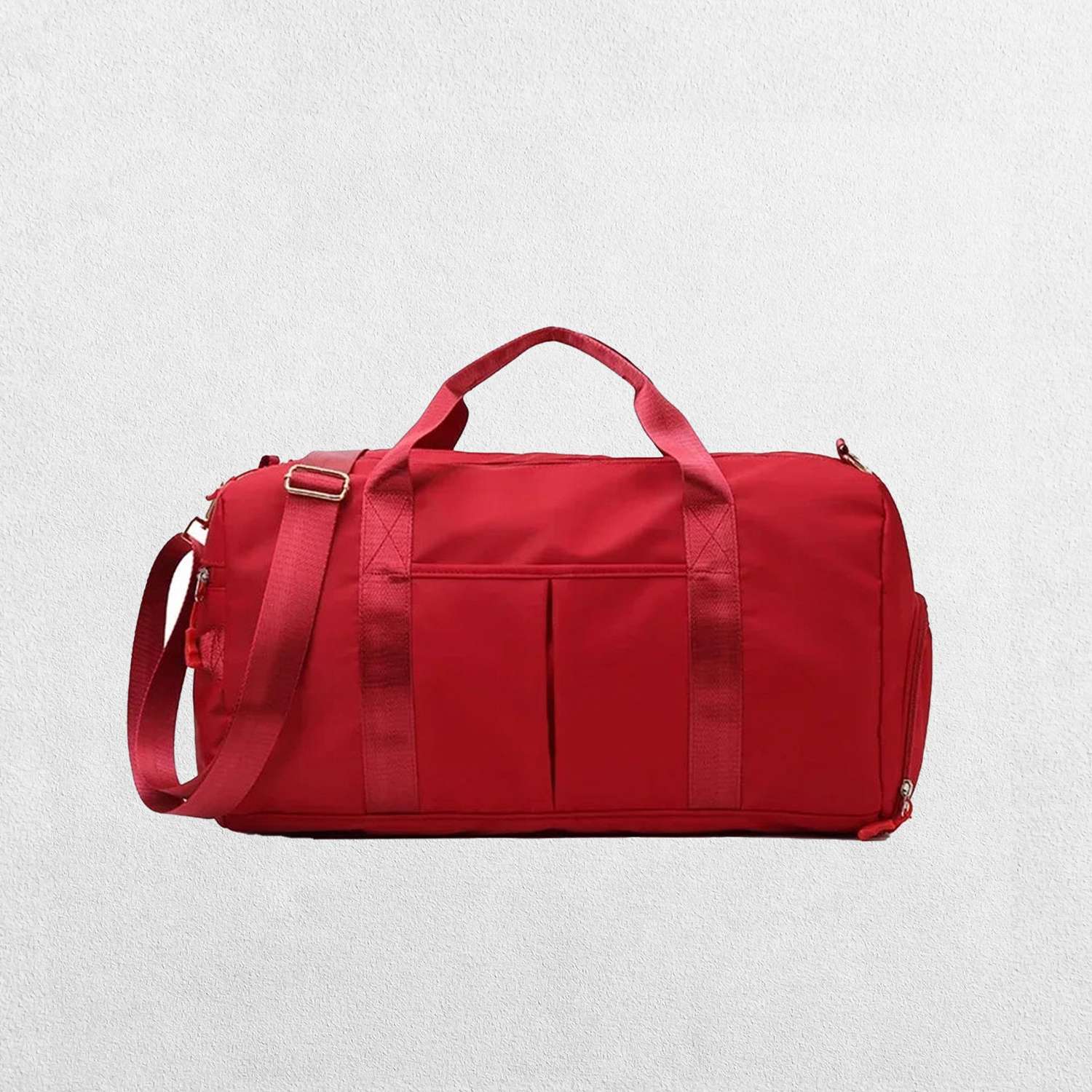 Red GPW Gym Bag with external quick-access pockets.