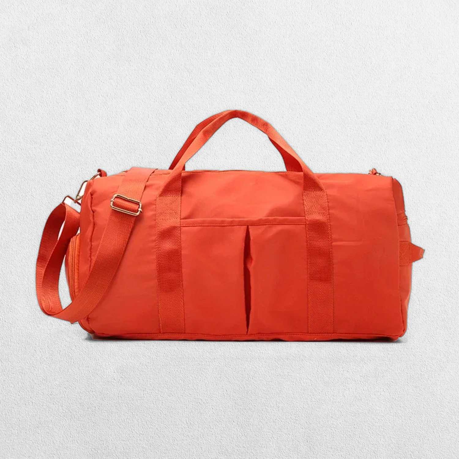 Orange GPW Gym Bag with external quick-access pockets.