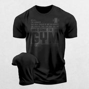 Close-up of the BlackGPW Gymish Printed Muscle Man Gym T-Shirt - Funny Workout Tee