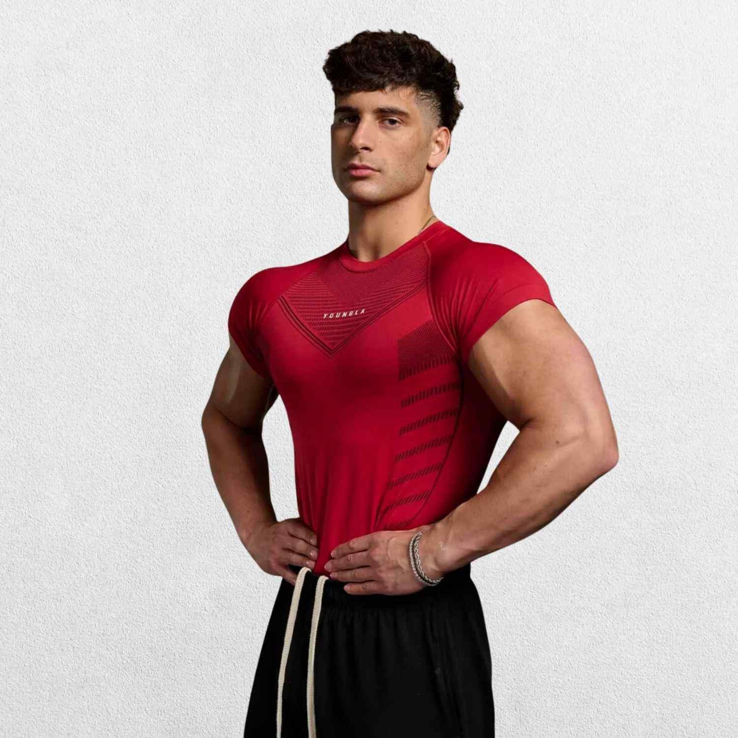 GPW High-Performance Quick-Dry Sports T-Shirt in red, front view highlighting the bold color, athletic design, and breathable fabric against a clean studio backdrop.
