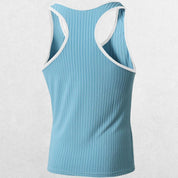 GPW High-Performance Slim Fit Training Top Blue Back View in Studio Background