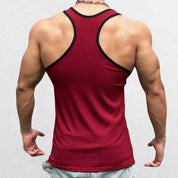GPW High-Performance Slim Fit Training Top Red Back View in Studio Background