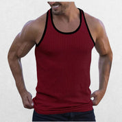 GPW High-Performance Slim Fit Training Top Red Side View in Studio Background