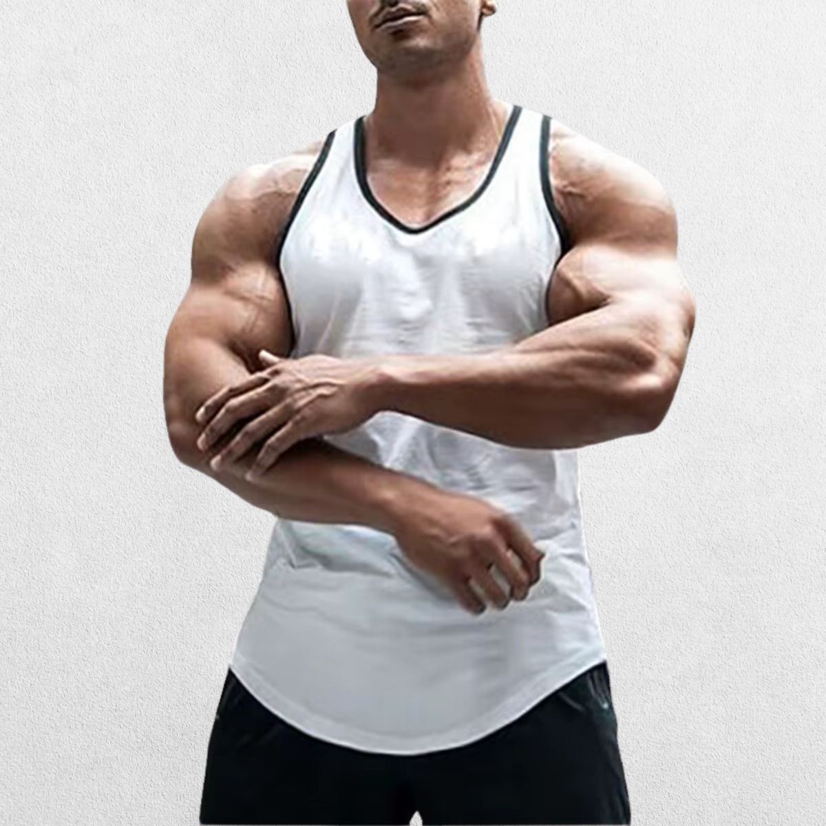 GPW High-Performance Slim Fit Training Top White Front View in Studio Background