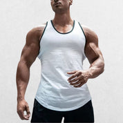 GPW High-Performance Slim Fit Training Top White Front View 3 in a studio background.