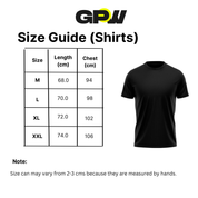 GPW High-Performance Workout T-Shirt Size Chart