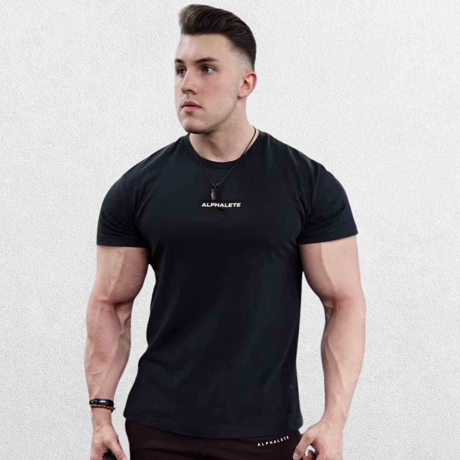 GPW High-Performance Workout T-Shirt in black, front view showcasing the athletic fit, breathable fabric, and moisture-wicking design against a clean studio background