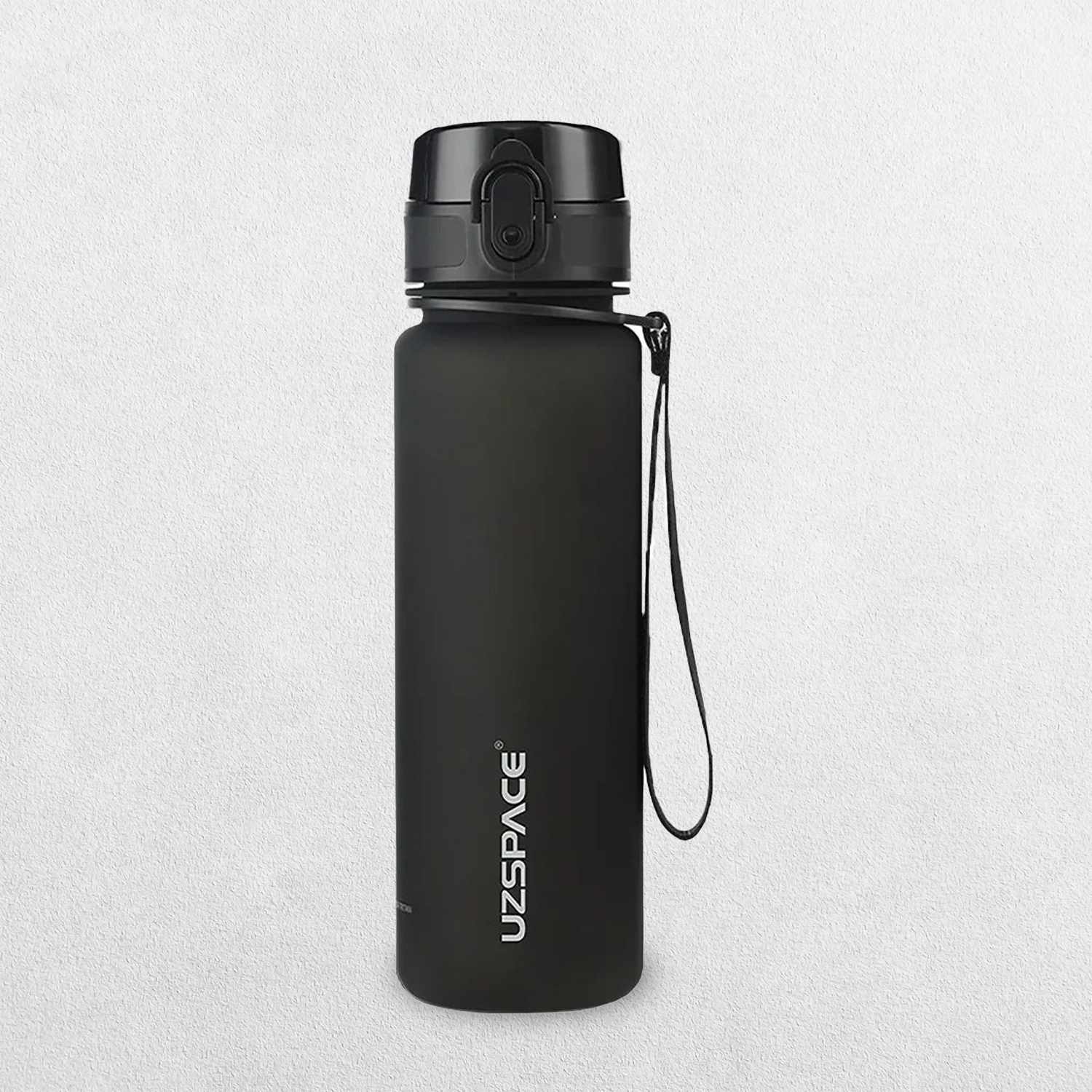 Lightweight ergonomic GPW water bottle in a gym setting.