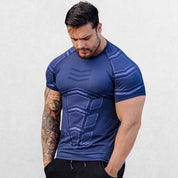 GPW Men’s Compression Quick-Dry T-Shirt in blue, with a vibrant tone and performance-ready fit.