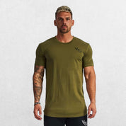 Close-up of cotton texture of the Drab Green GPW slim fit t-shirt