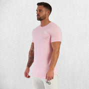 Close-up of cotton texture of the pink GPW slim fit t-shirt