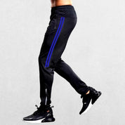 Blue GPW joggers with adjustable cuffs and stylish athletic design.