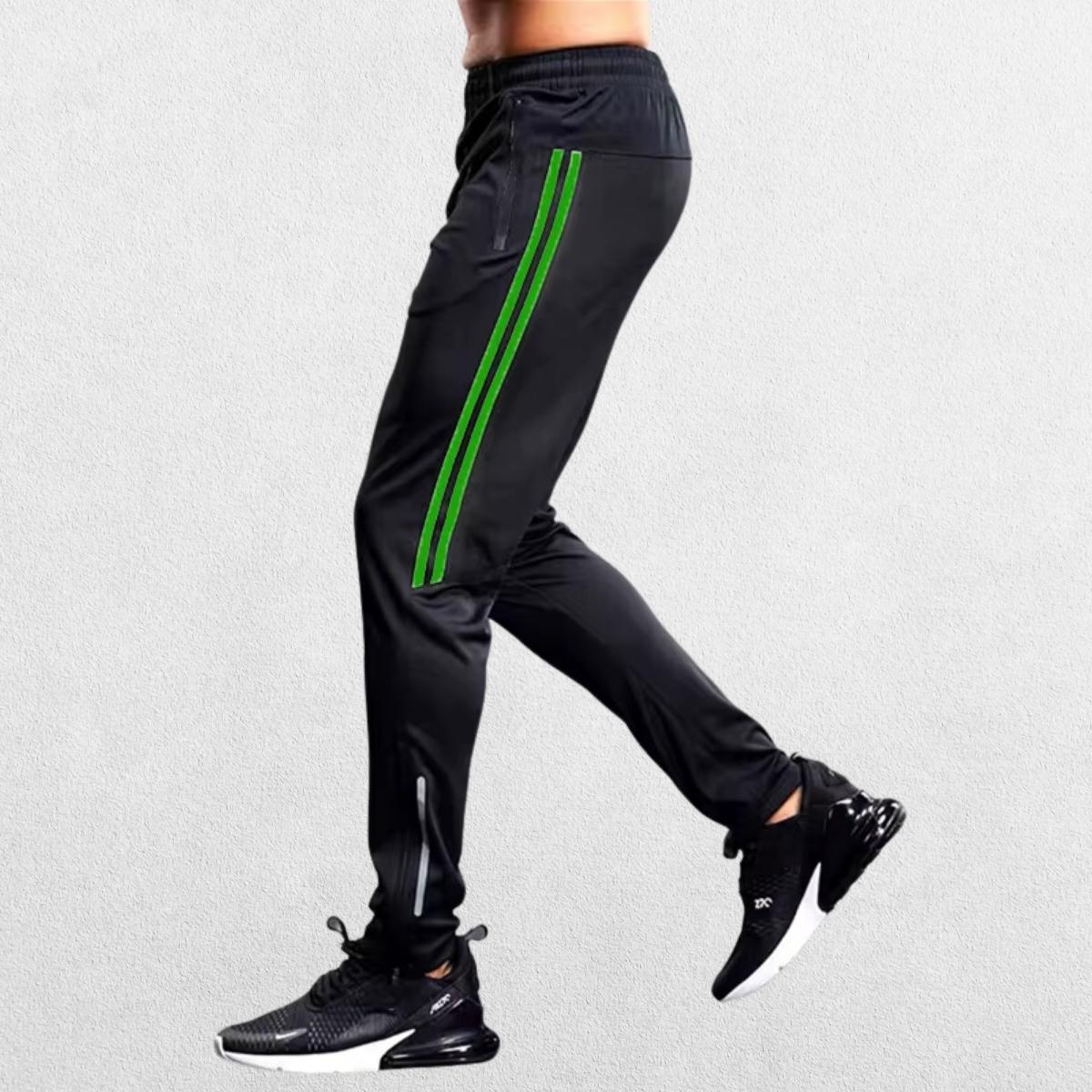 Green GPW joggers with side-colored details and durable fabric.