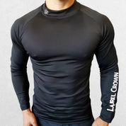 GPW Men's High-Performance Athletic Long Sleeve Training T-Shirt Black Front View 2