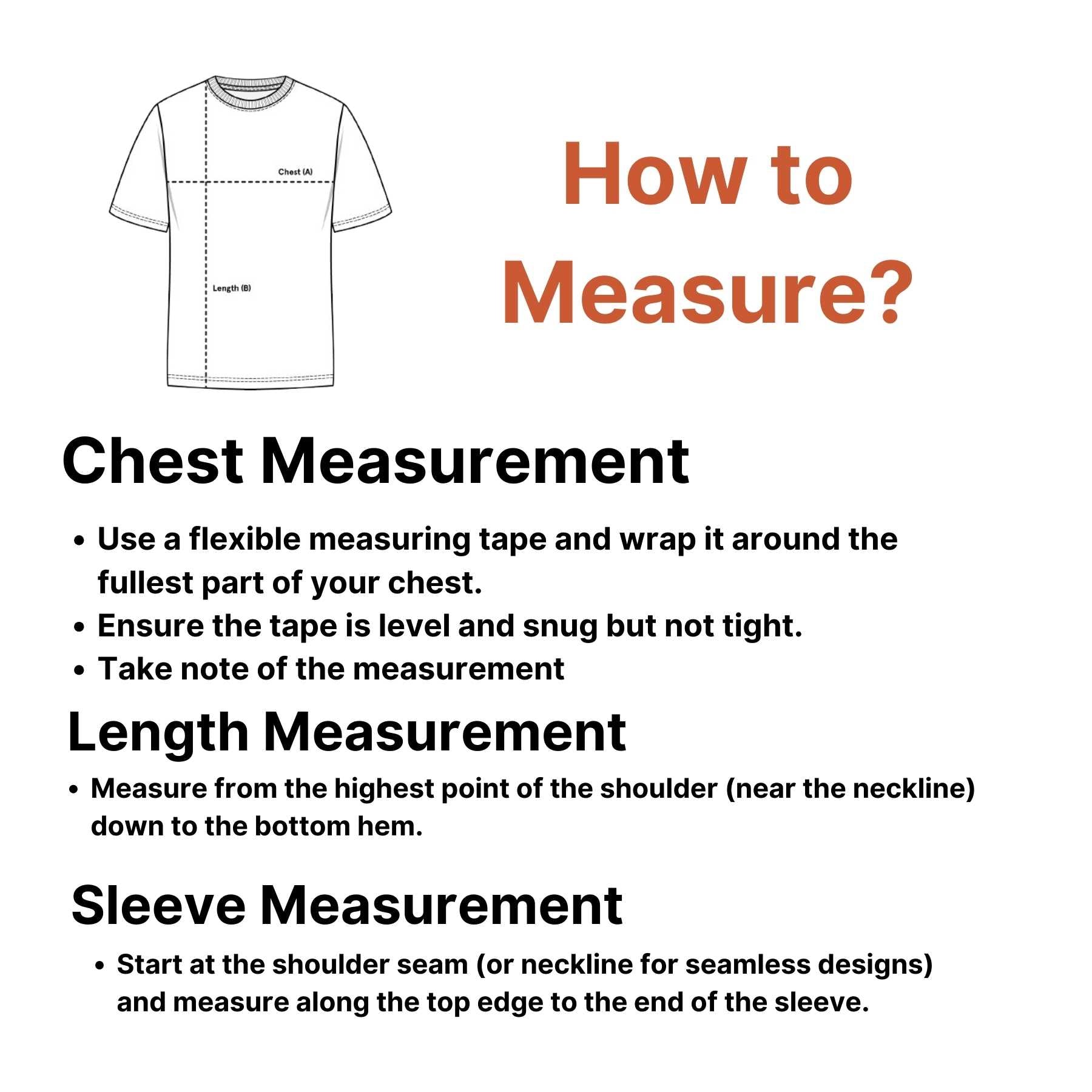 Measurement guide for GPW Men's Long Sleeve Gym Shirt, illustrating how to measure.